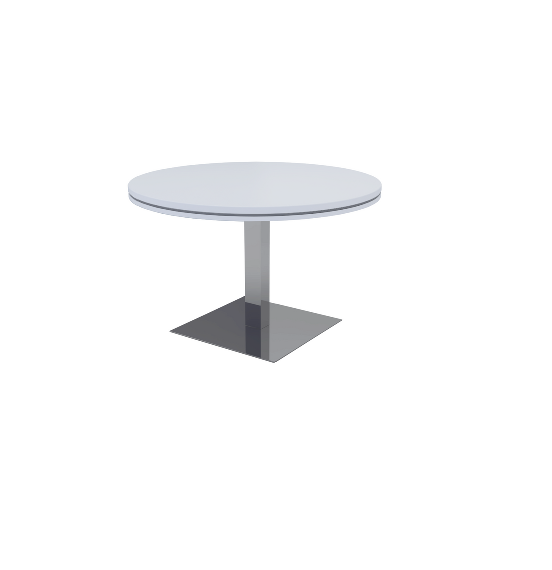 Mesa de juntas redonda con base cuadrada