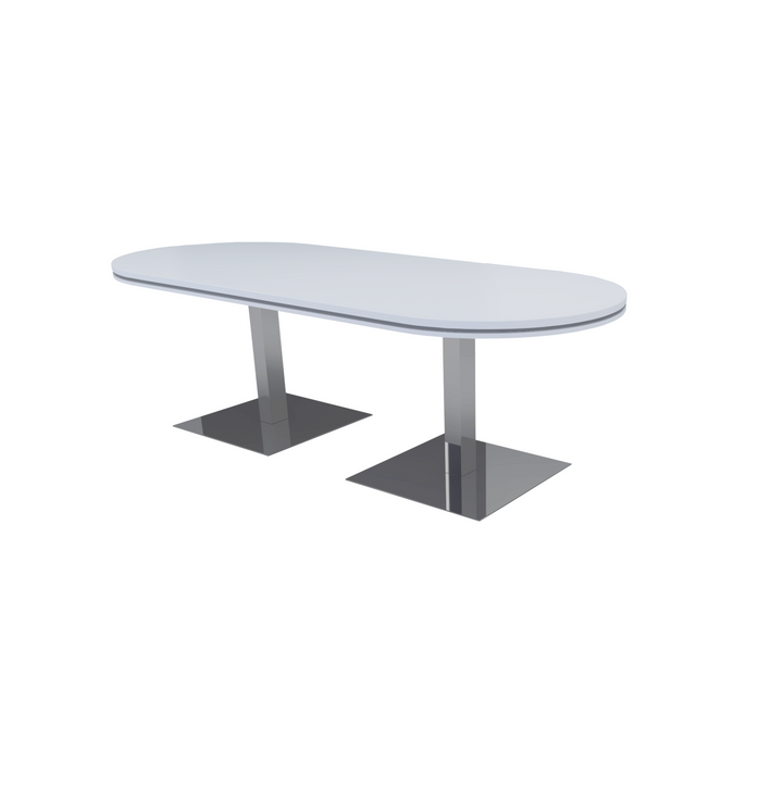 Mesa de juntas ovalada con base cuadrada