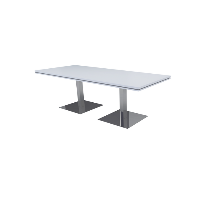 Mesa de juntas rectangular con base cuadrada