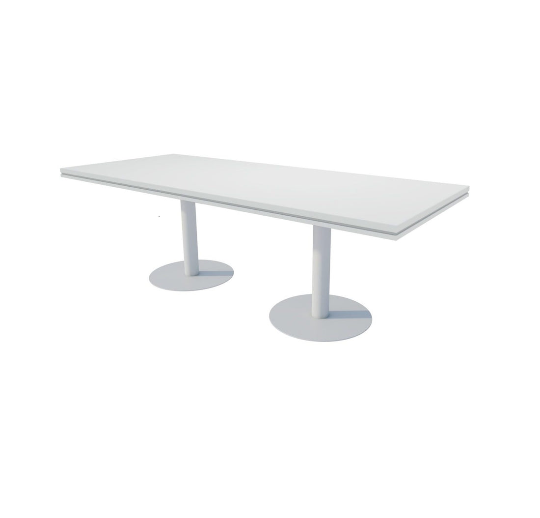 Mesa de juntas rectangular con base cilíndrica